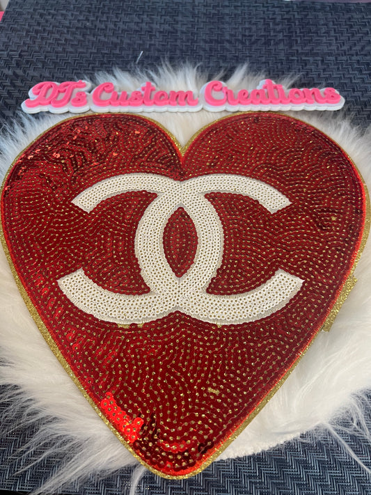 Sequin Red Trim Gold White CC