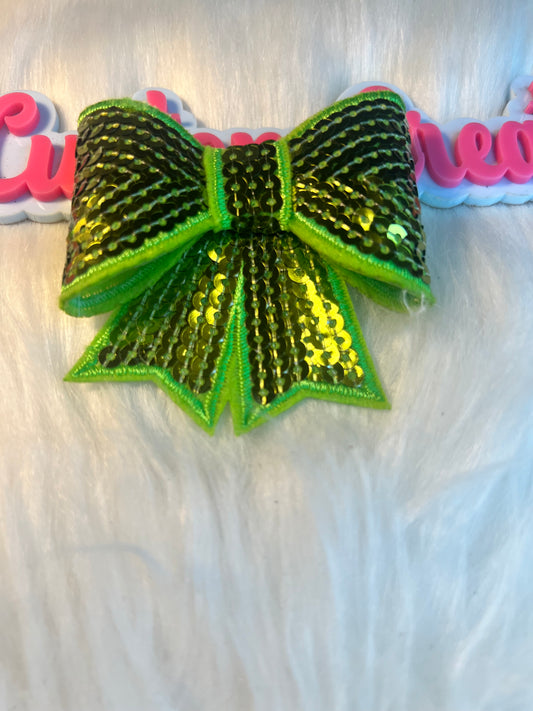 Sequin Lime Green Bow
