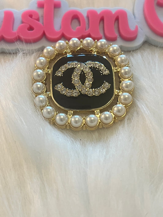 Pearl & Gold Bling CC Brooch