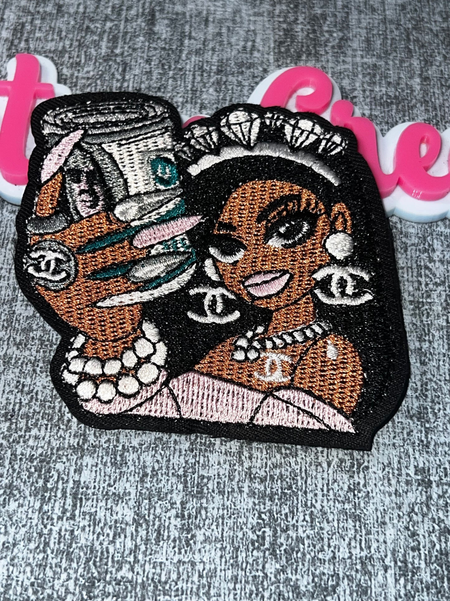 Luxury Style Fashion Girl Embroidered Patch – Glam Statement Iron On Patch, Designer Inspired Applique