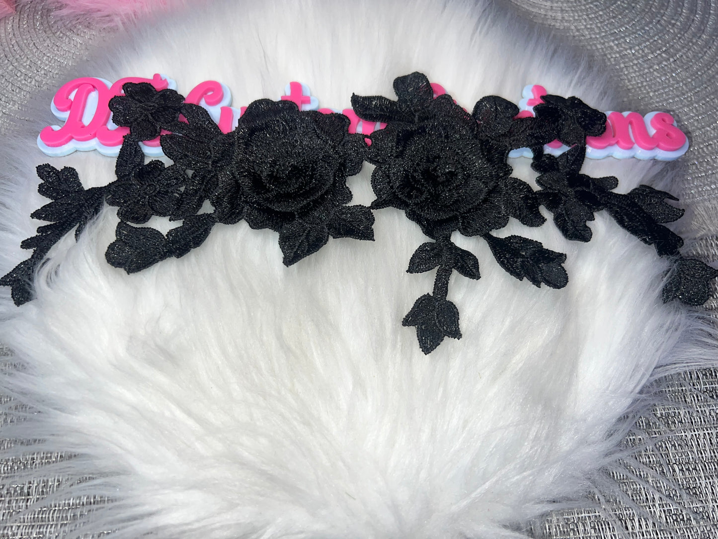 Black 3D Floral Lace Appliqué