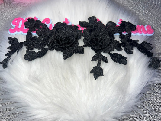 Black 3D Floral Lace Appliqué