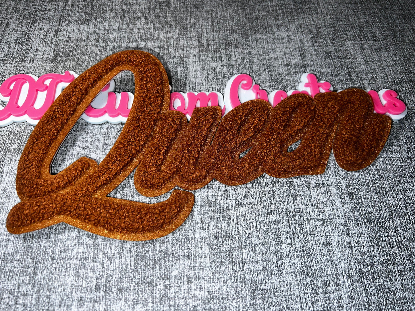 Queen Chenille Script Patch – Textured Applique