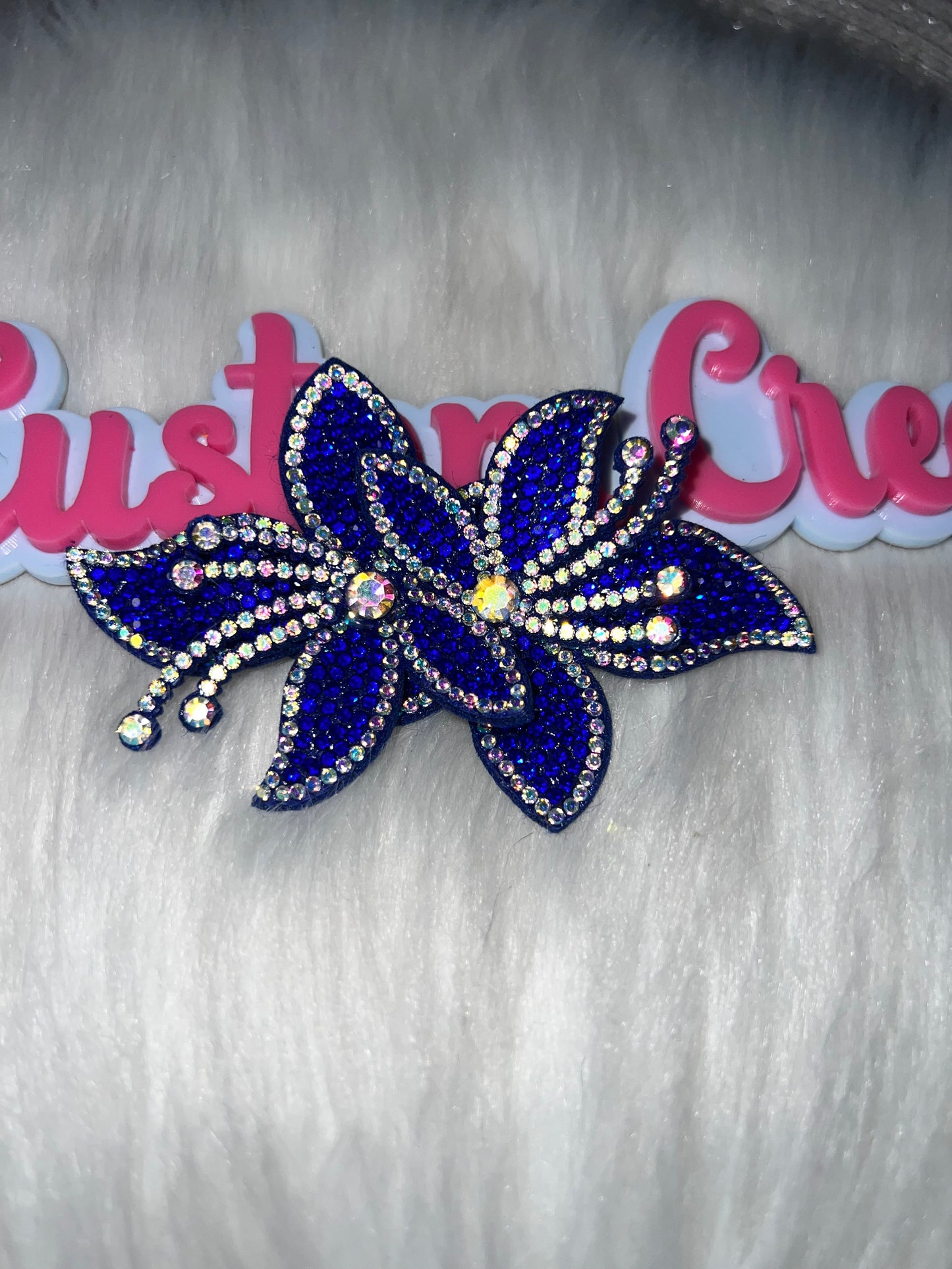 💙 Royal Blue 3D Rhinestone Flower Patch