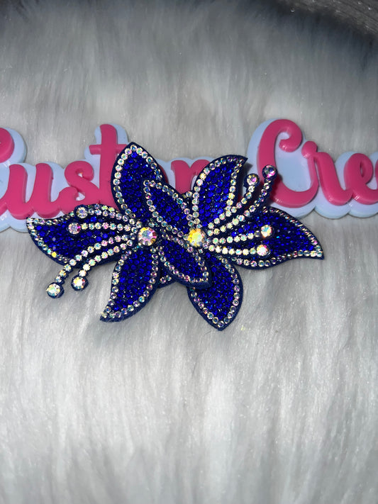 💙 Royal Blue 3D Rhinestone Flower Patch