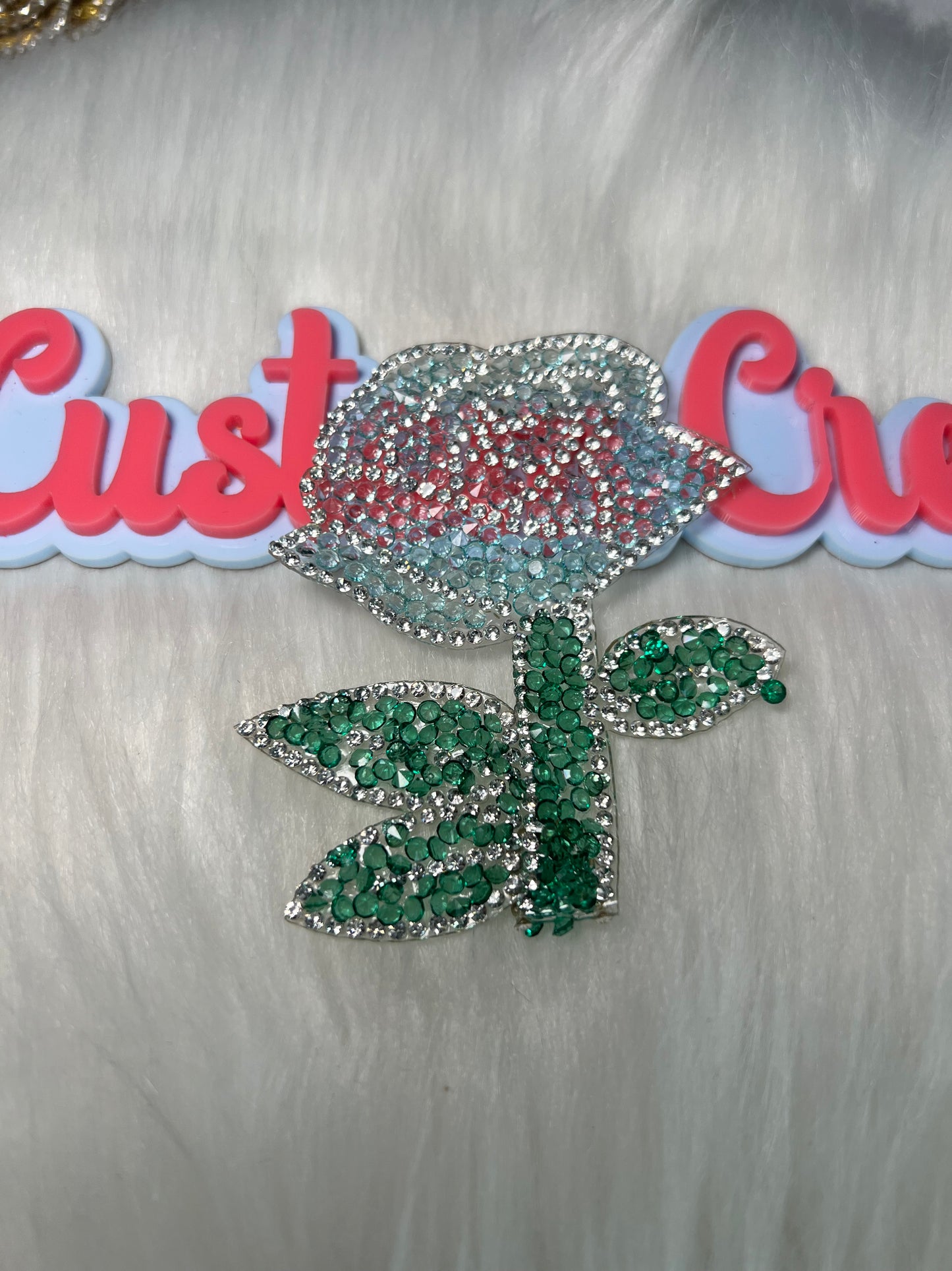 💎 Blue Crystal Rose Iron-On Patch