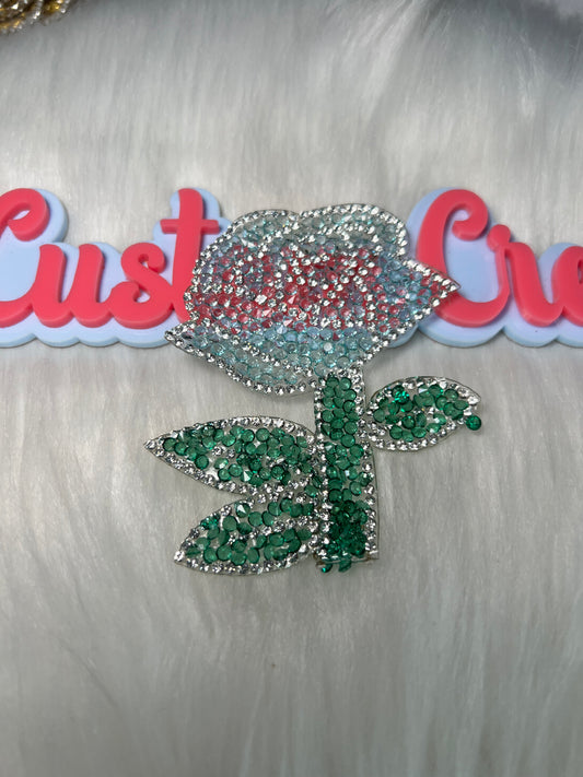 💎 Blue Crystal Rose Iron-On Patch