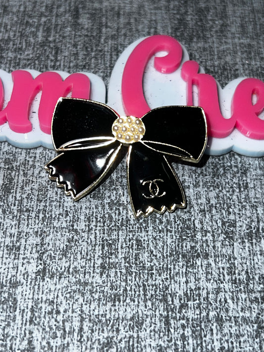Black Bow Pearl Fashion Brooch Pin | Enamel Bow Brooch | Elegant Decorative Lapel Pin
