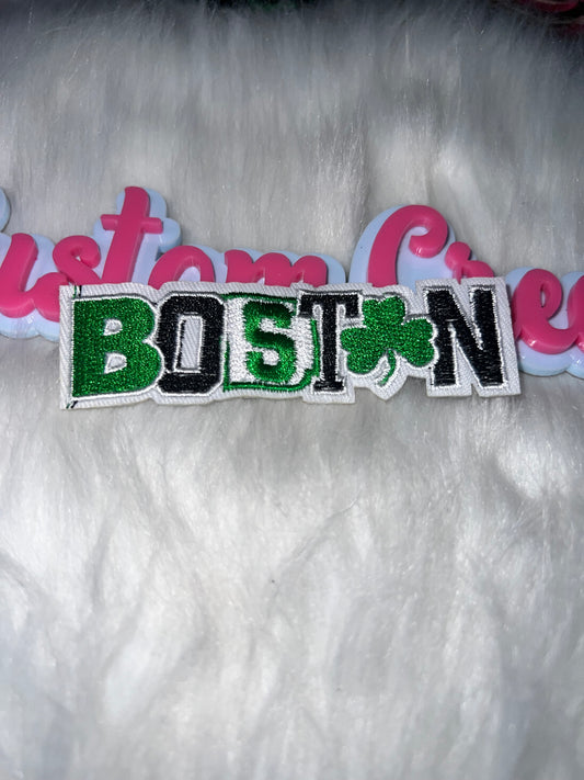 🍀 Boston Shamrock Word Patch (Iron-On) NBA