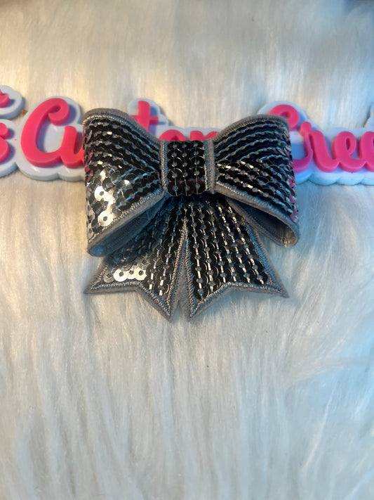Sequin Silver/Gray Bow