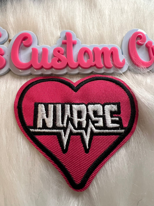 Pink White Black trim Nurse Heart