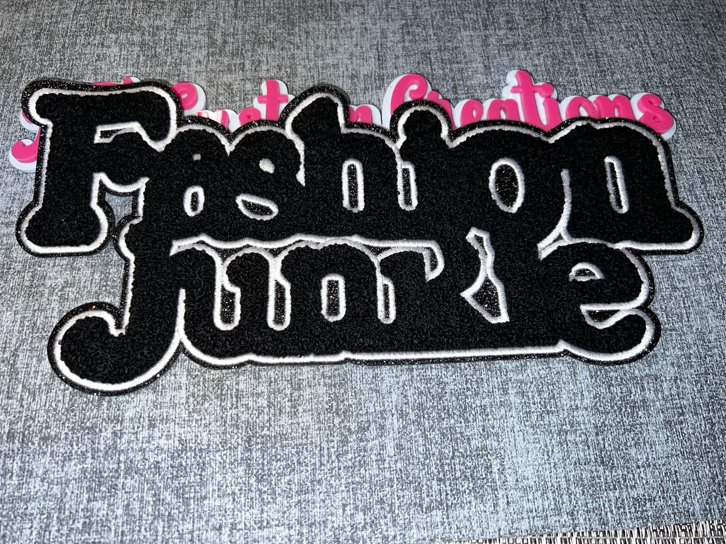 Fashion Junkie Iron-On Patch Black Chenille Embroidered Statement Patch Jacket Bag DIY Patch