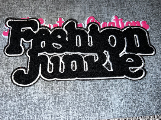 Fashion Junkie Iron-On Patch Black Chenille Embroidered Statement Patch Jacket Bag DIY Patch