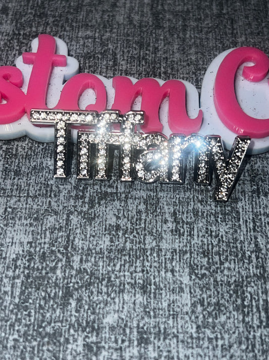 Rhinestone Script Name Brooch Pin | Fashion Metal Statement Pin