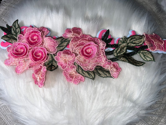 Pink 3D Rose Floral Appliqué