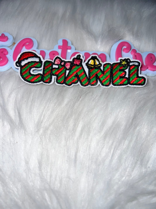 Festive “CC” Holiday Script Iron-On Patch