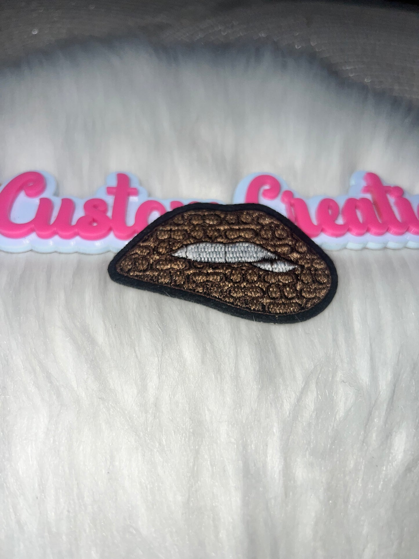 Brown Designer-Inspired Lips Patch Coach