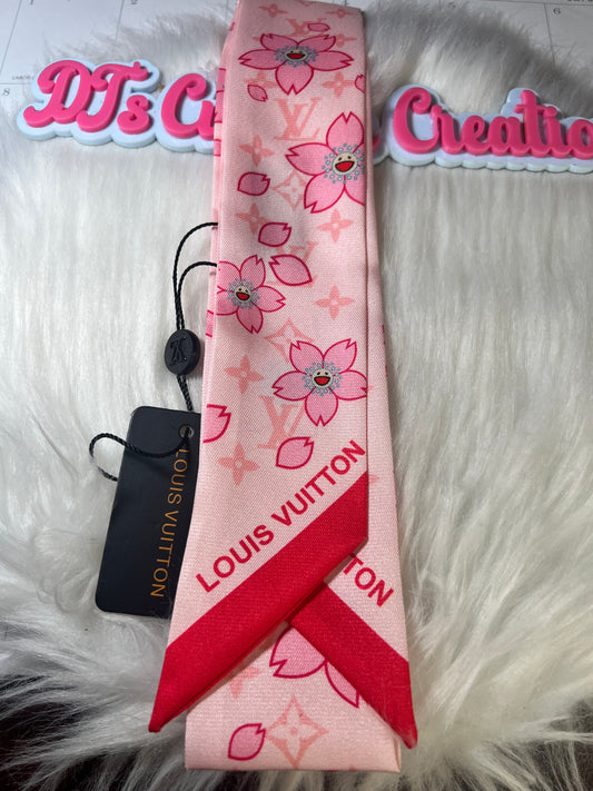 Pink Flowers LV scarf