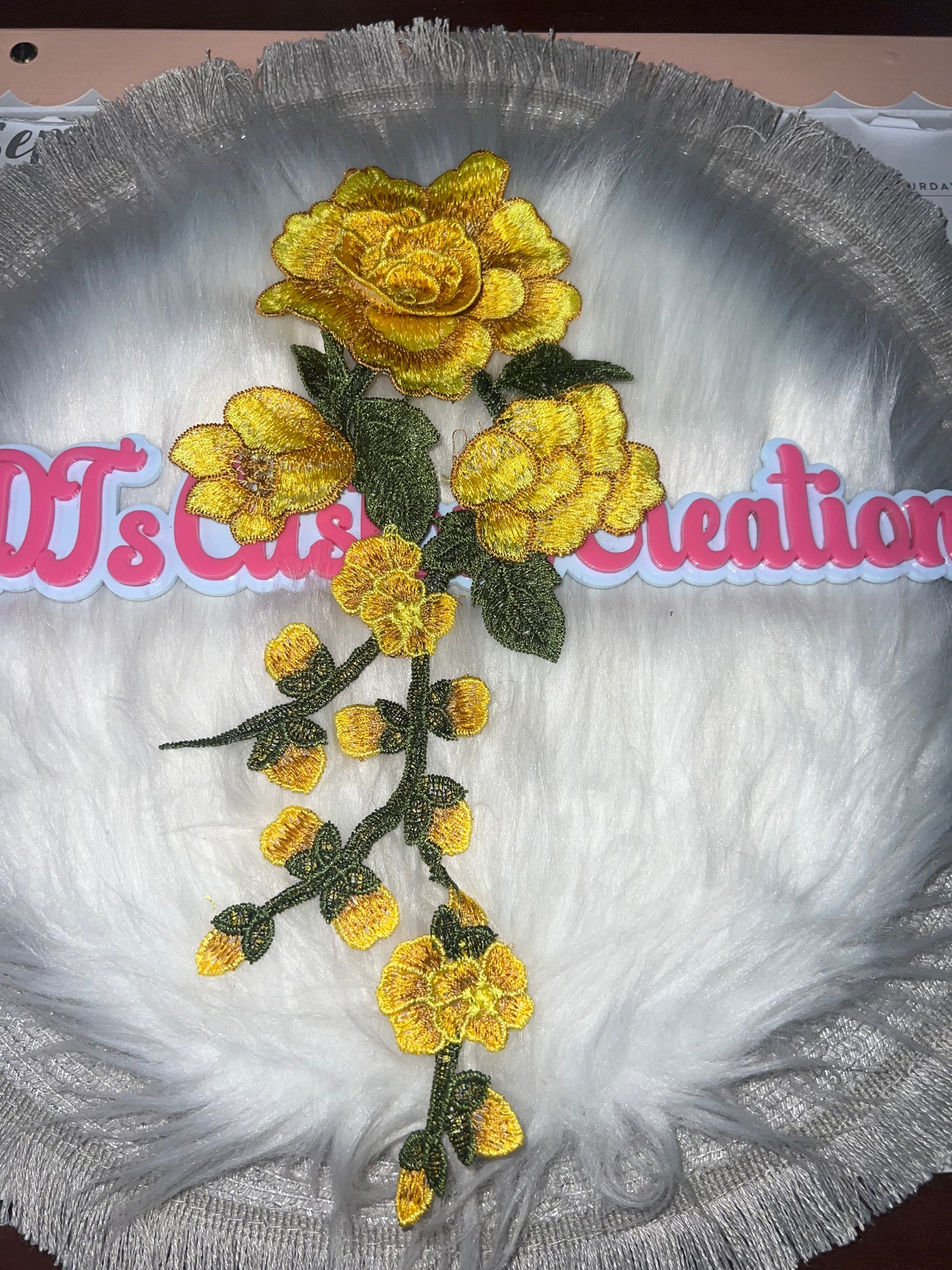 Long Yellow Rose Vine Appliqué