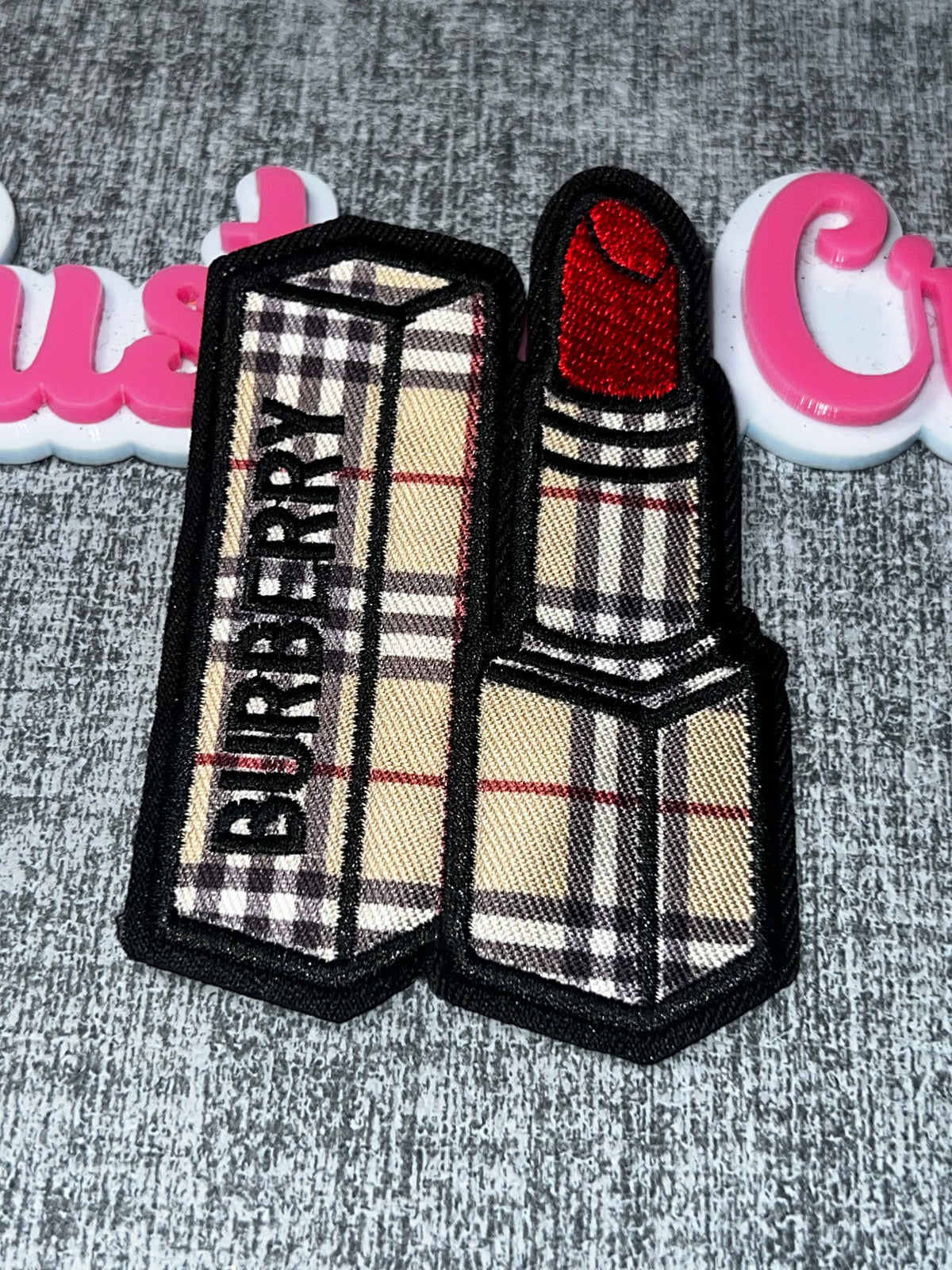 Plaid Red Lipstick Makeup Patch – Embroidered Iron On Applique