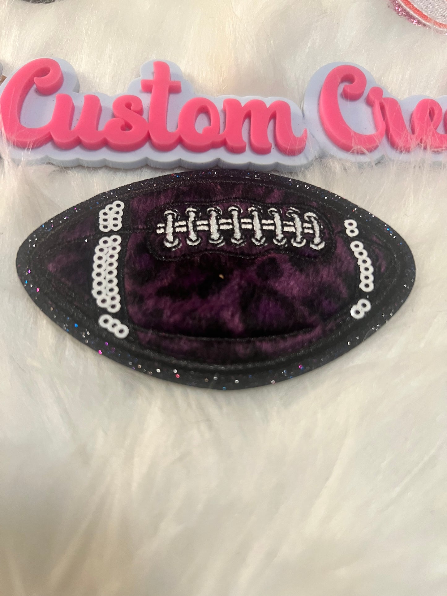 Purple Black Football Glitter Trim