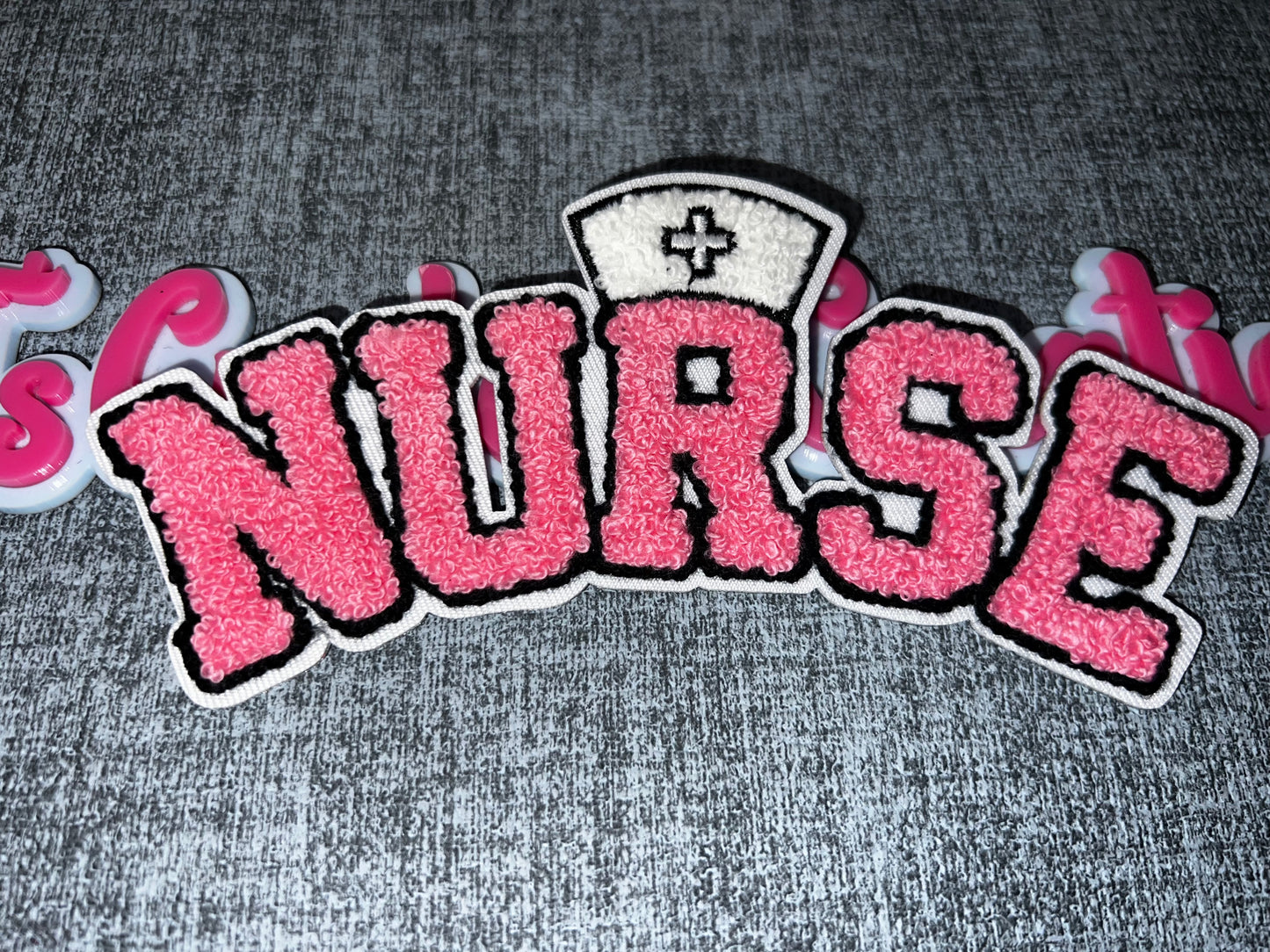 Nurse Iron-On Patch – Pink Chenille Embroidered Medical Patch