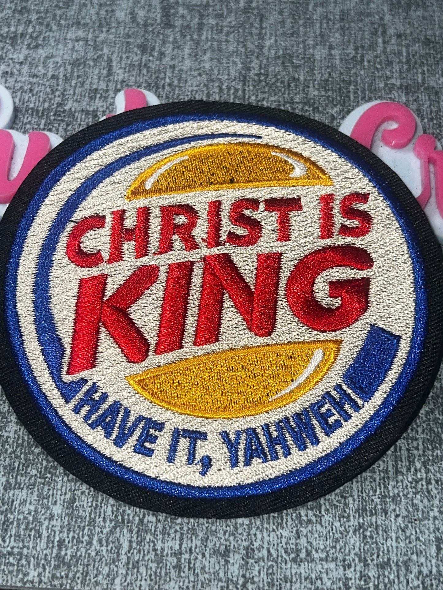 Christ Is King Embroidered Iron-On Patch – Faith Statement Applique