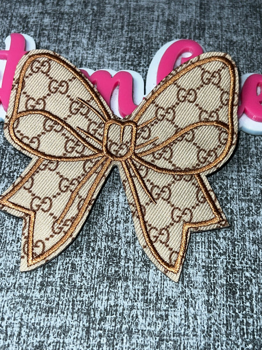 Neutral Bow Embroidered Patch – Fashion Ribbon Patch – Iron On Applique – Approx. 4 Inch