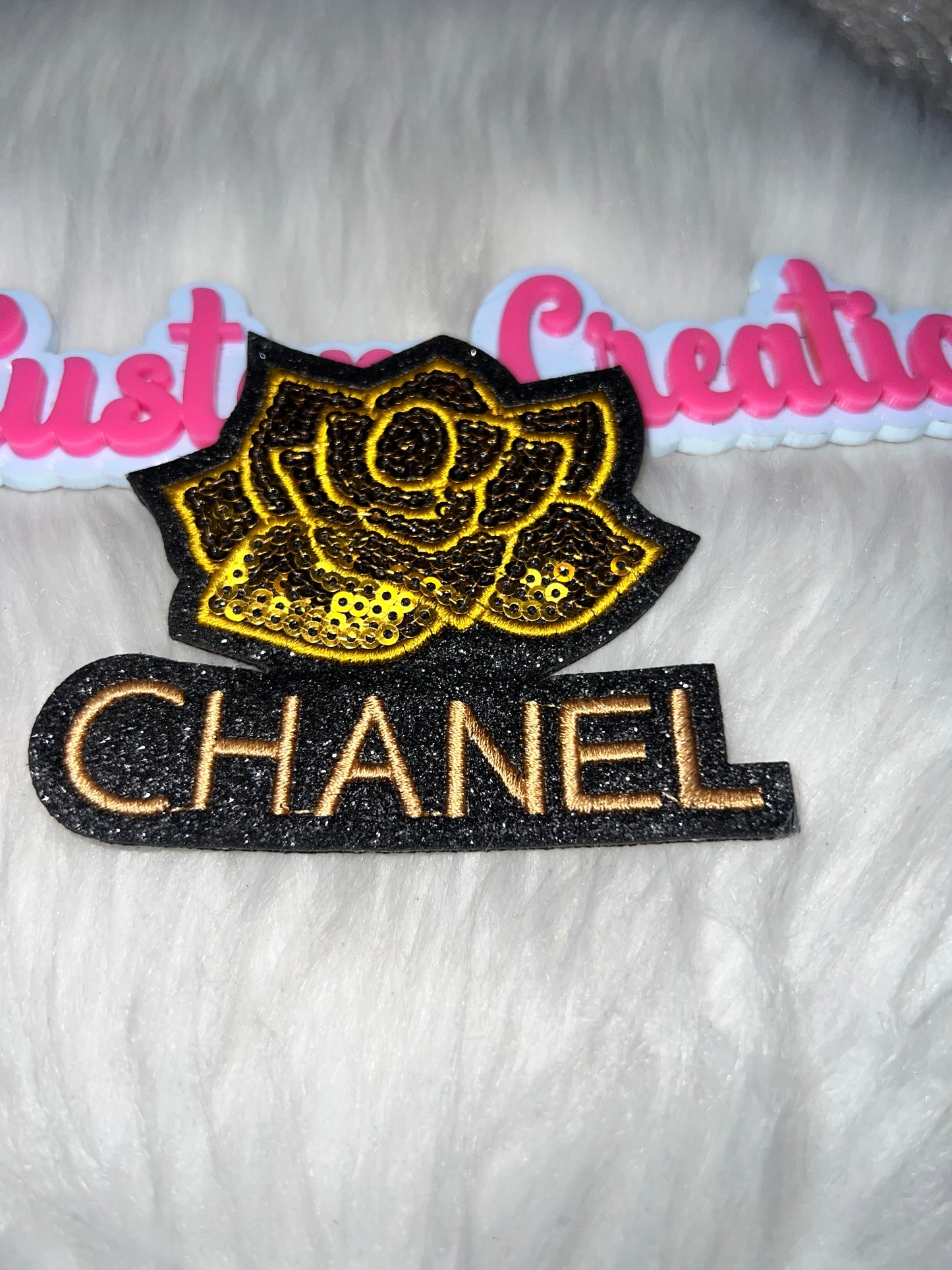 CC Rose Patch – Gold Sequin Flower