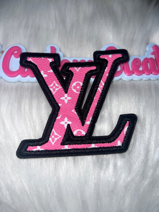 Pink “LV” Letter Iron-On Patch