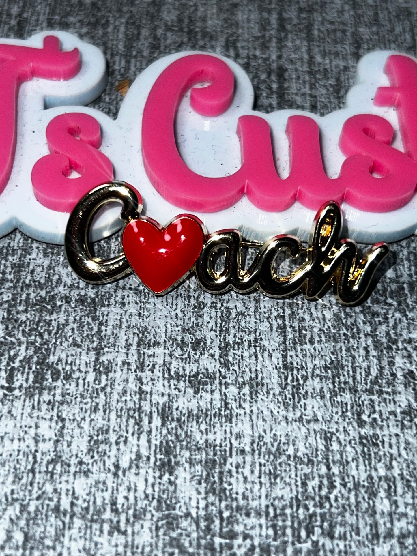 Red Heart Script Word Charm – Decorative Metal Craft Embellishment
