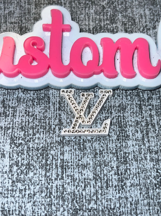 White Rhinestone Letter Luxe Flat Back Metal Charm – Bling DIY Craft Charm