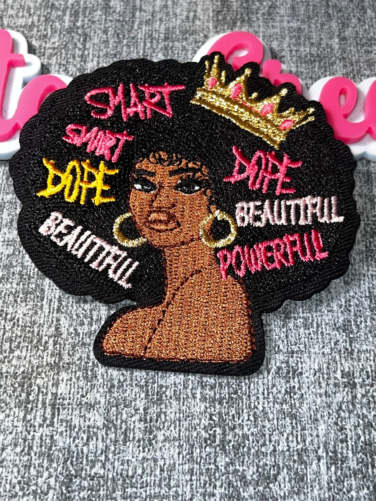 Black Girl Affirmation Embroidered Patch – Smart Sweet Dope Beautiful Powerful Iron On Patch, Empowerment Applique