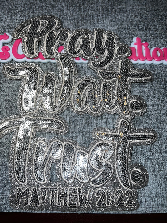 Silver Rhinestone Faith Script Iron-On Patch – Bling Embroidered Applique