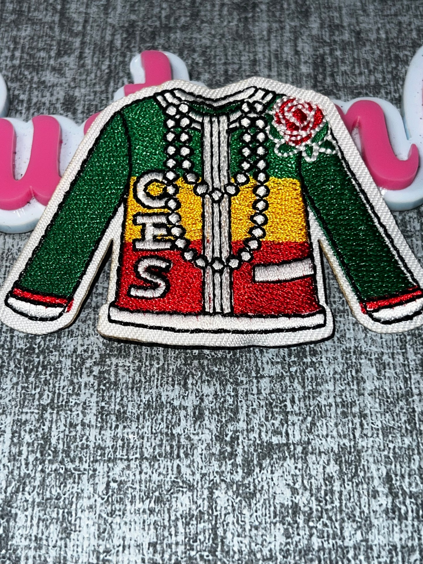 Green Red Yellow Embroidered Jacket Patch – Fashion Iron On Applique OES