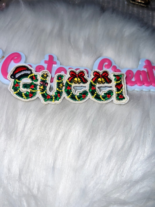 Festive GG Holiday Script Iron-On Patch