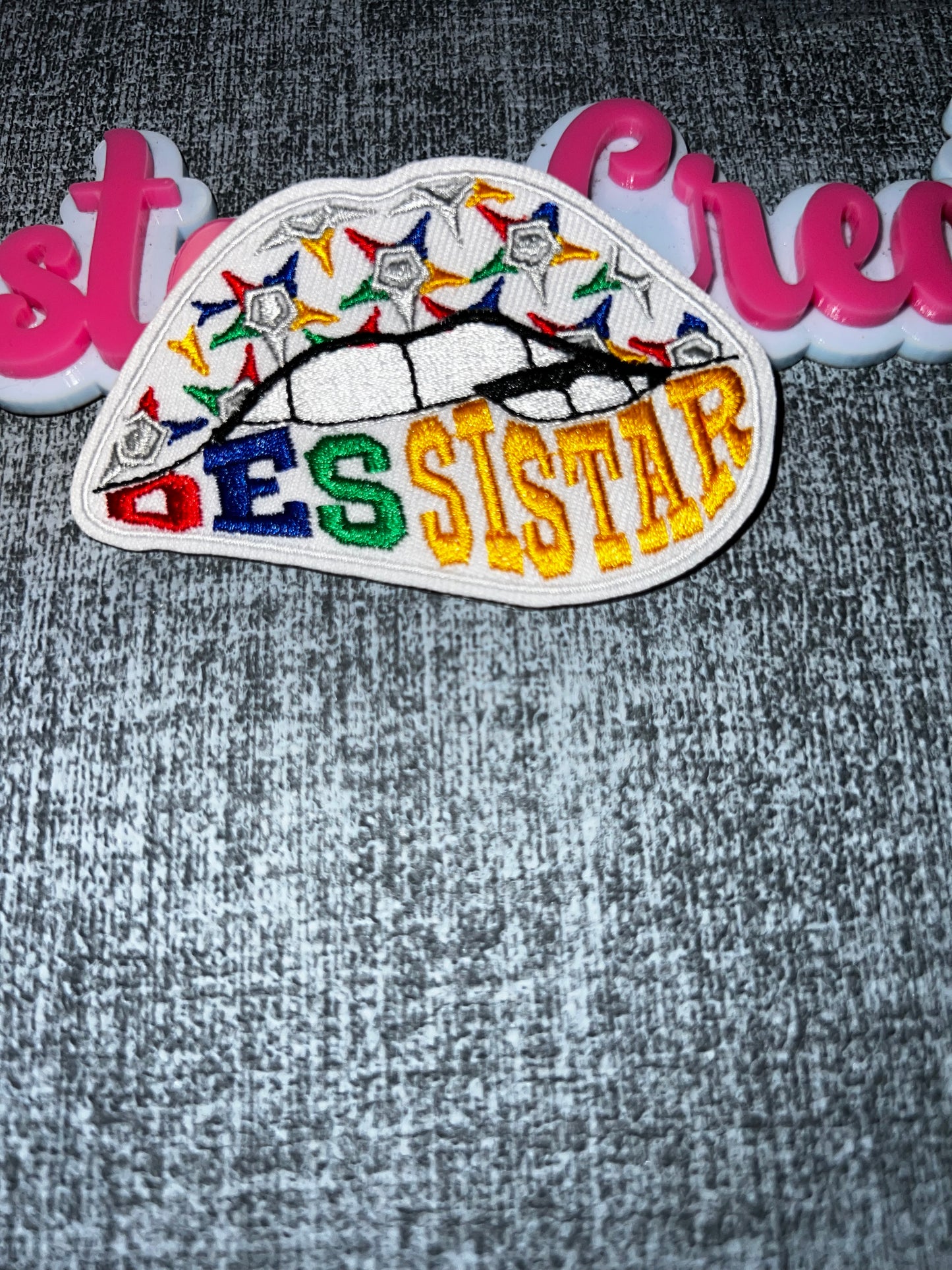 Statement Lips Iron-On Patch – “Resist” Embroidered Patch