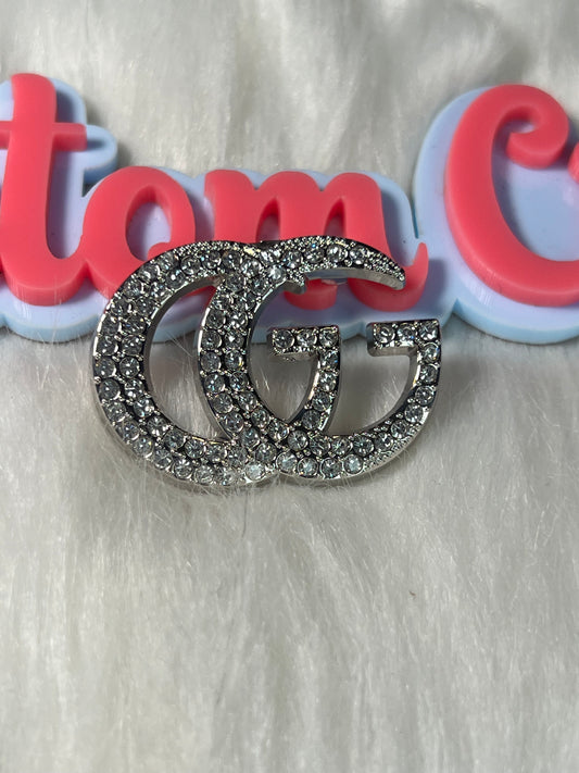 💎 Silver Crystal Double GG Brooch