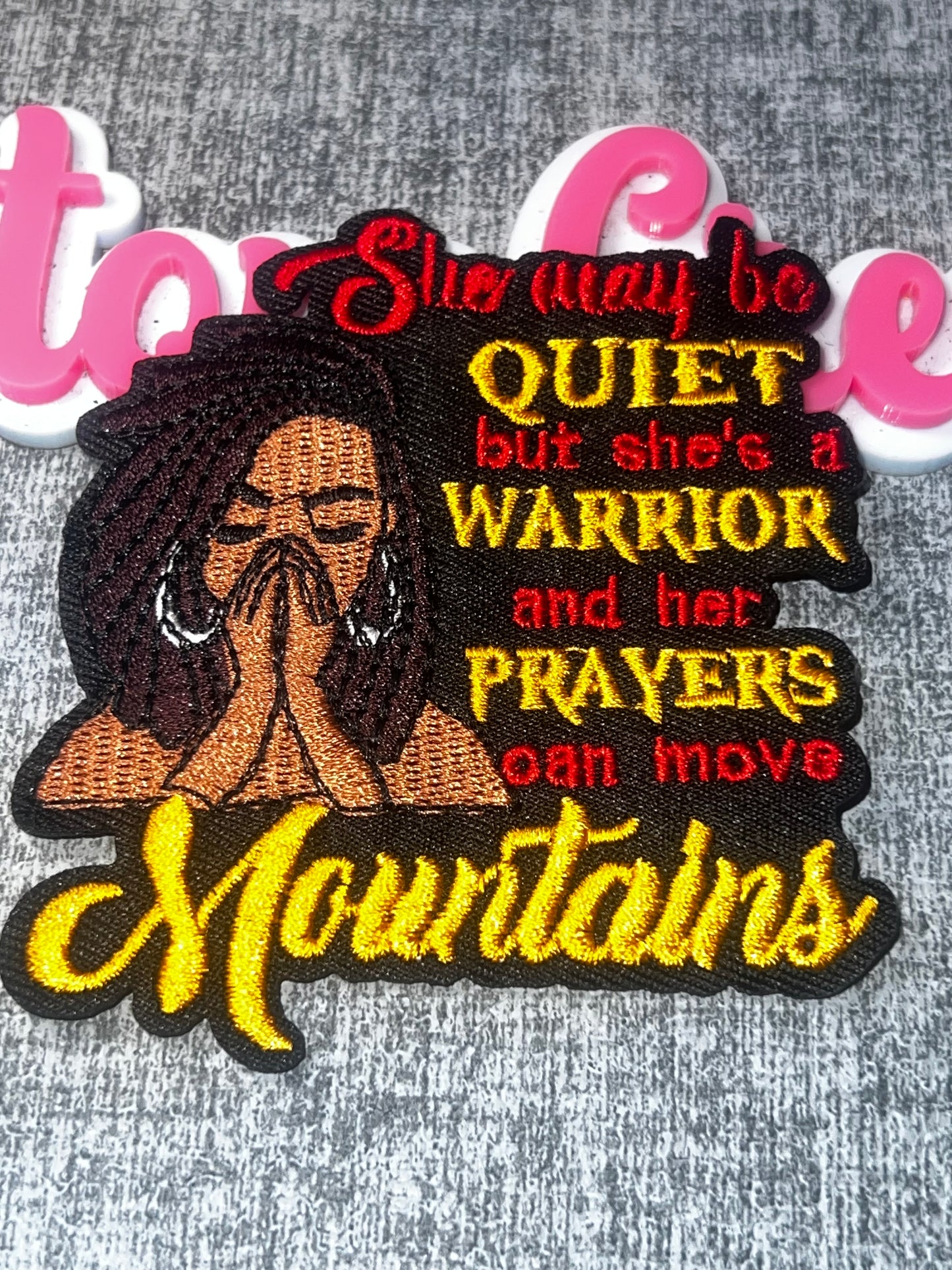 She May Be Quiet But She’s a Warrior Embroidered Iron-On Patch – Faith Inspirational Applique