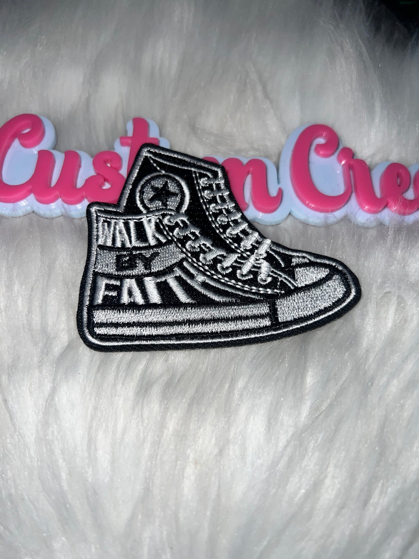 Walk By Faith Sneaker Patch (Black & White