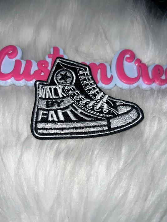 Walk By Faith Sneaker Patch (Black & White