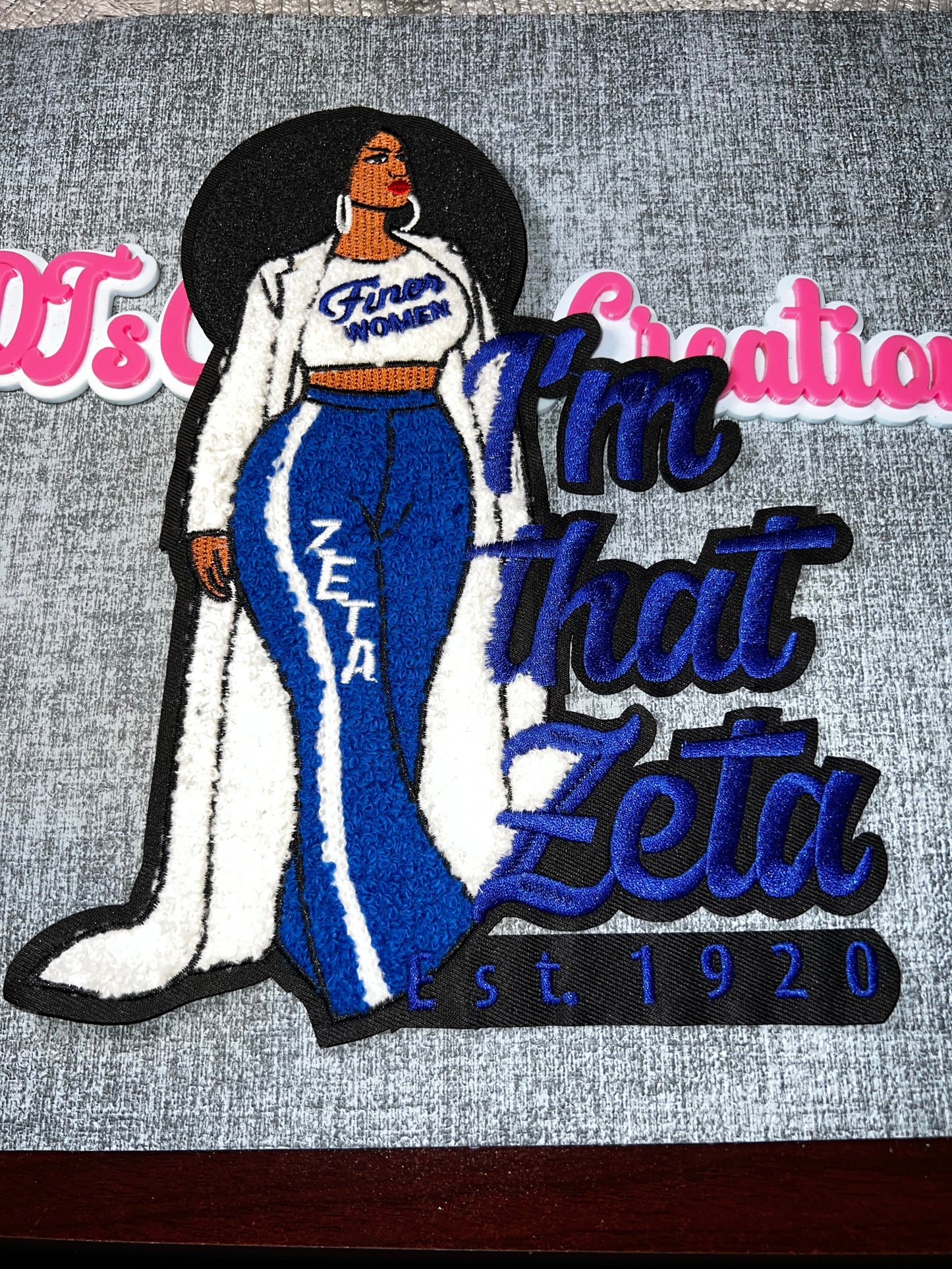 Lady Style Chenille Iron-On Patch – Embroidered Applique Zeta colors