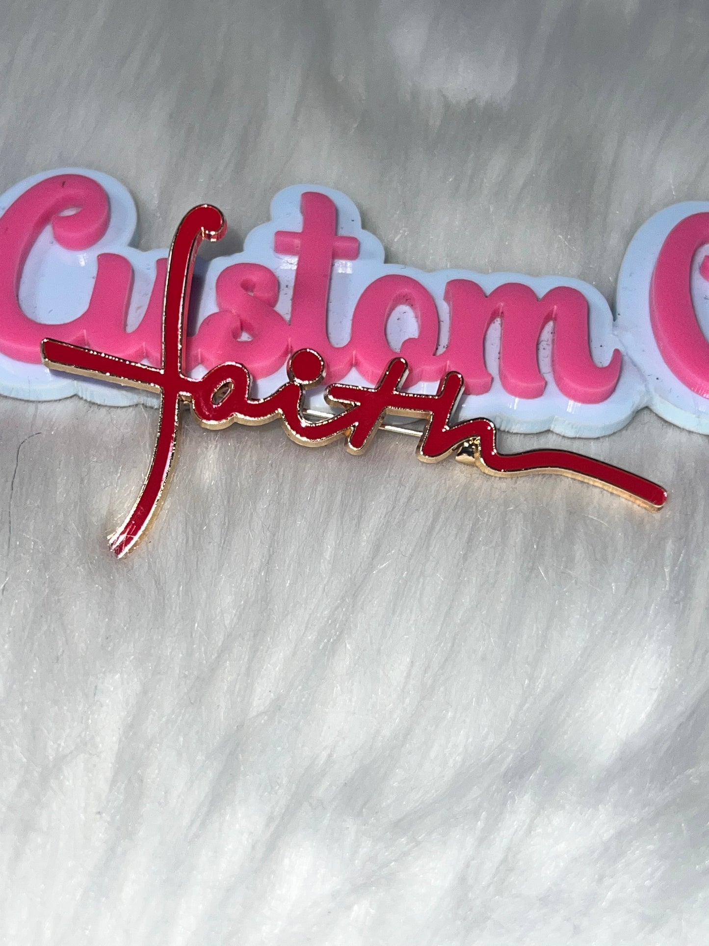 Faith Script Pin – Red & Gold