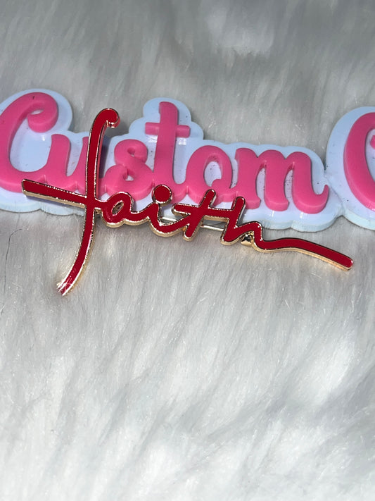 Faith Script Pin – Red & Gold