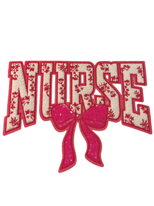 Sequin Pink Bow White Nurse