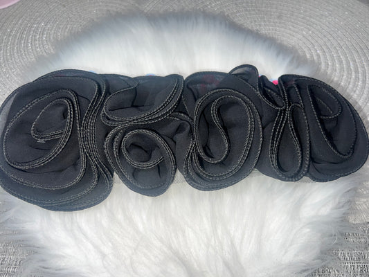 Black 3D Chiffon Flower Trim
