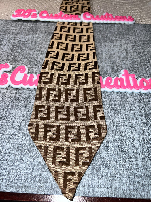Tan & Brown Geometric Necktie – Luxe Statement Tie
