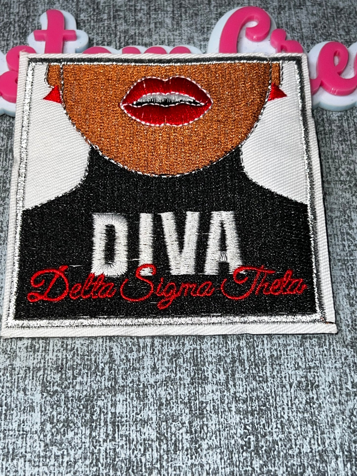 Diva Sorority Style Patch – Embroidered Iron On Patch Fashion Statement Applique Delta colors