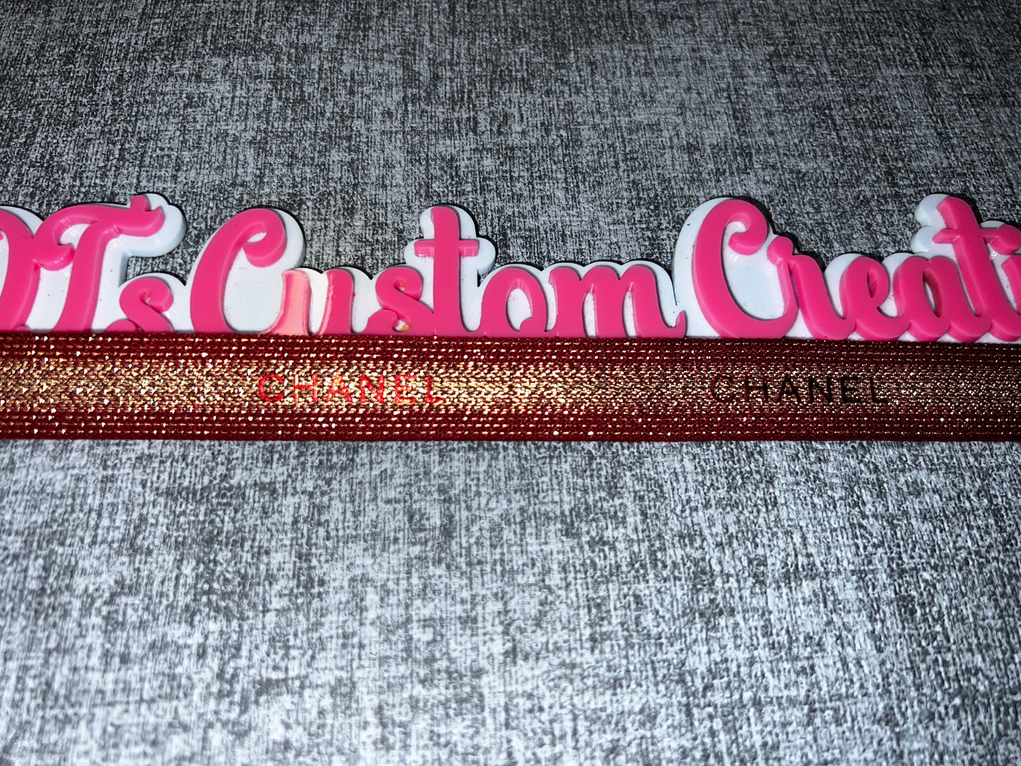 Red Metallic Letter Ribbon – Glossy Fashion Trim 1 Inch Wide