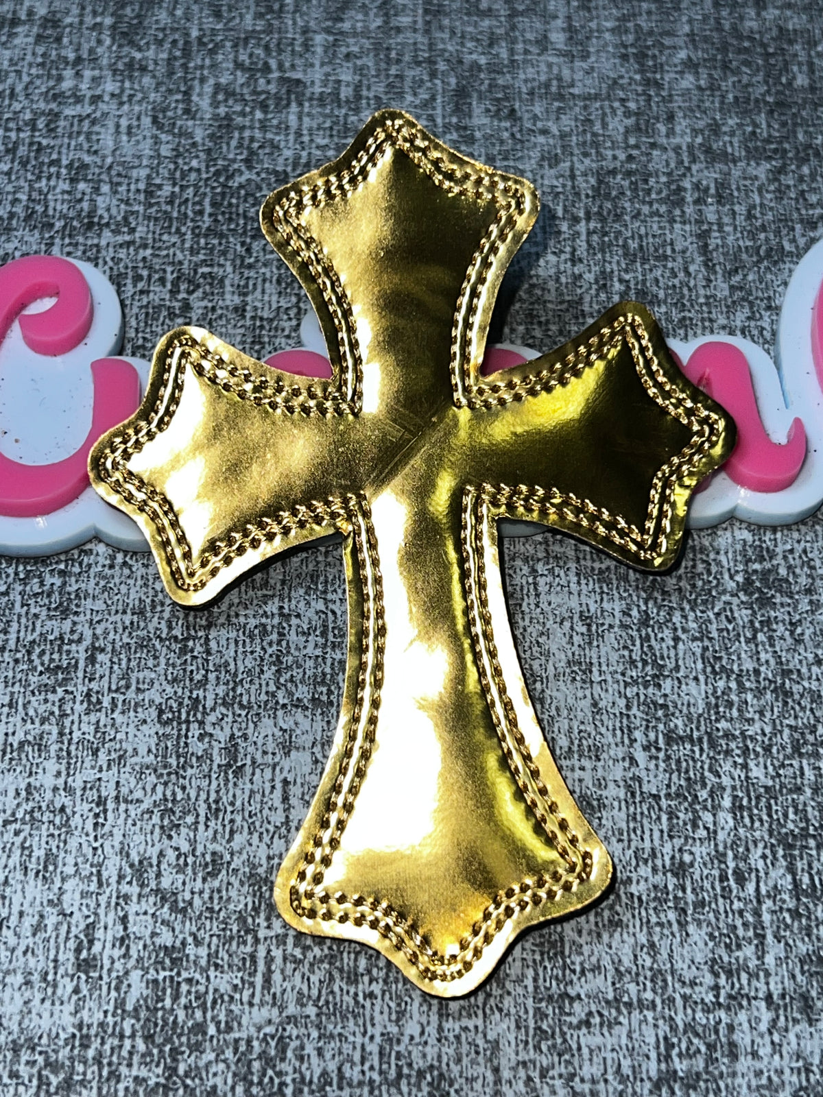 Metallic Gold Cross Patch – Faux Leather Sew or Glue Applique